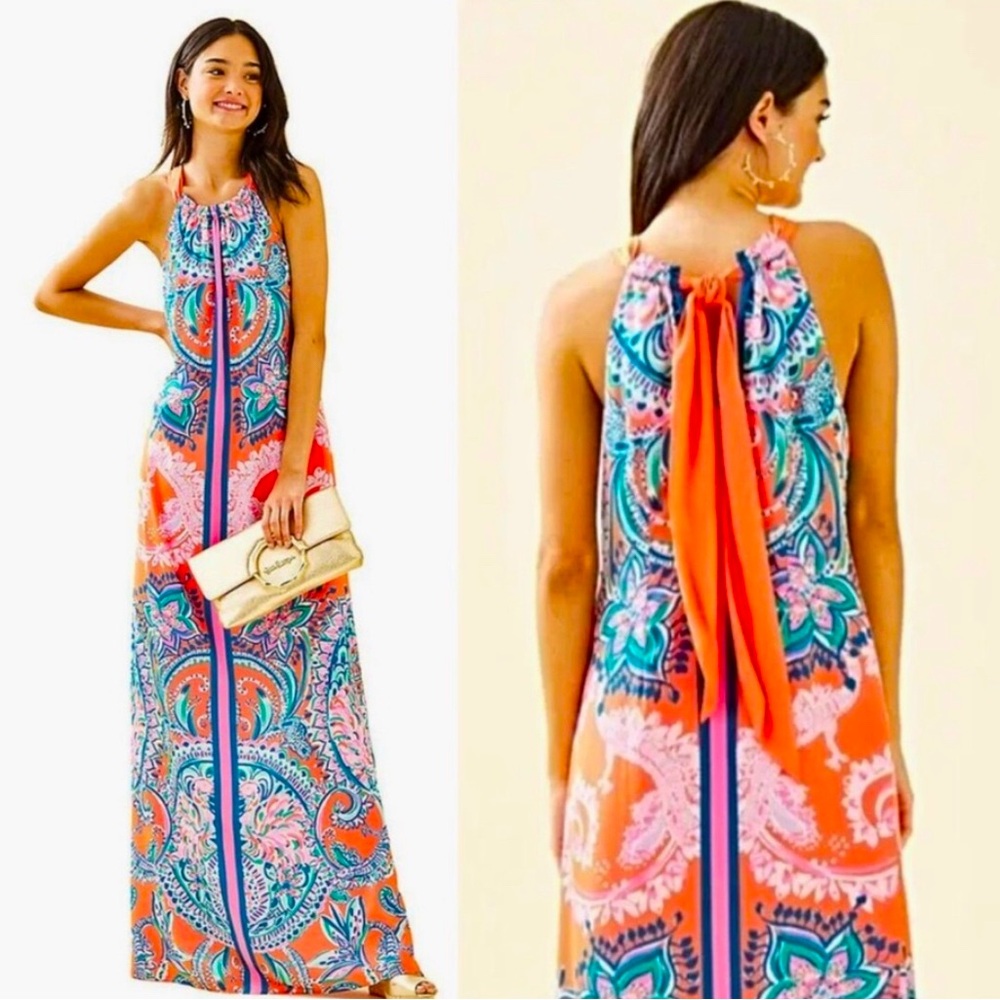 Lilly Pulitzer Hollyn Maxi Dress Tangerine Dream, NWOT Size 14